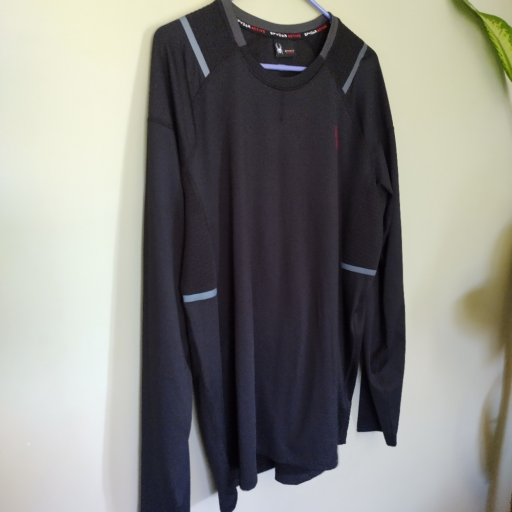 Spyder Active Men's Size Large Black Long Sleeve ProWeb Pullover Shirt
